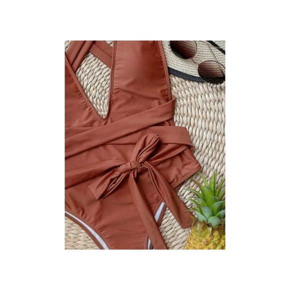 Knot Front Plunging One Piece Swimsuit Size S - Picture 5 of 5